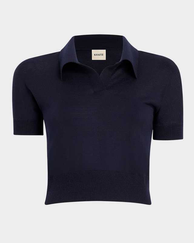 Morgane Short-Sleeve Crop Polo Top